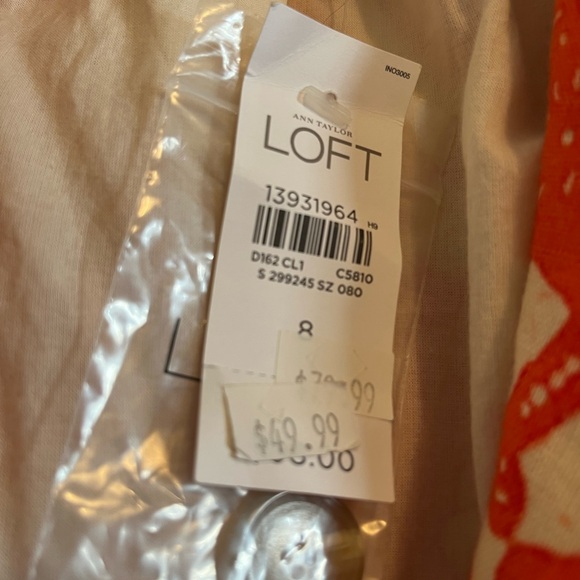 Vintage Y2K LOFT Women's Vibrant Orange and Cream Floral Blazer dead stock - Picture 8 of 14